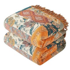 Boho Throw Blanket for Couch Sofa Bed, 100% Cotton 60“ x 80” A – Patchwork