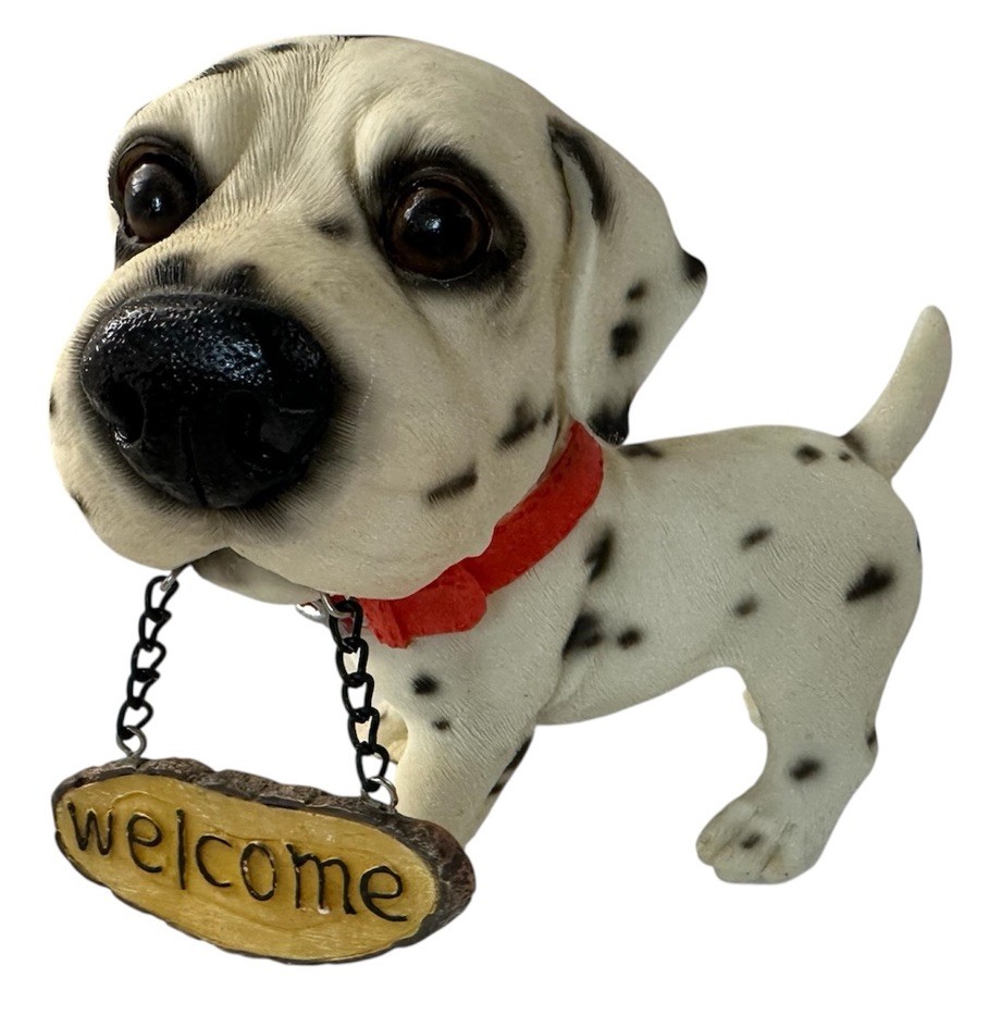 Welcome Dalmatian Dog Figurine Plastic Resin Vintage