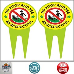 2 Pack No Dog Poop Sign Double Sided Be Respectful Lawn Yard Warning Outdoor