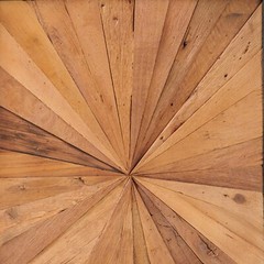 Rustic Teak Wood Wall Art – 17″x17″ Geometric Starburst Panel, Handcrafted Decor