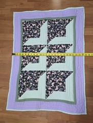 Vintage Handmade Floral Patchwork Quilt Square Lavender Cottagecore Wall Hanging