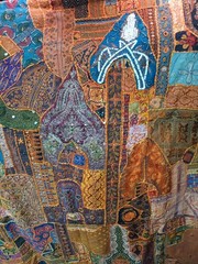 VTG Indian Embroidered Patchwork Wall Hanging Beads Sequin Mirror Work 82″ x 64″