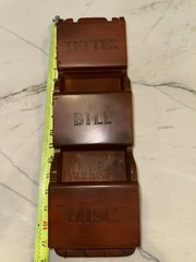 Vintage Milbern Wooden 3-Slot Letter Mail Holder Rack Organizer 17×4.5×2
