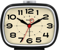 Alarm Clock, Retro Analog Simple Battery Powered Clock, Black, White
