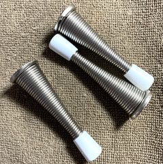 3 Pack National Hardware Spring Door Stops, Satin Nickel w/Rubber Cap -Open Box