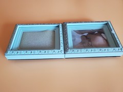 Shabby Chic Small Photo Frames Seafoam Green Blue 2.5×3.5 Set of Two
