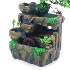 Mini Tabletop Water Fountain Rockery Waterfall w/ LED Light Table Decor Ornament