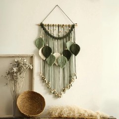 Macrame Leaves Wall Hanging Chic Feather Boho Macrame Wall Decor Handmade Tassel