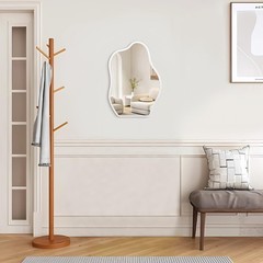 Irregular Mirror for Wall Decor White Modern Asymmetrical Small Mirrors Woode…
