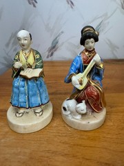 Vintage Ardalt Lenwile Hand-Painted Porcelain Asian Musician & Scholar Figurine