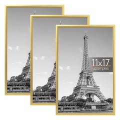 upsimples 11×17 Picture Frame Gold 3 Pack, ScratchProof 11 x 17 Poster Frames…