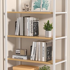VFINE 4-Piece Modern Metal Bookends for Shelves, Black Tree Book Ends for Books