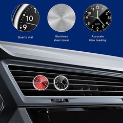 2PCS Stick on Dashboard Car Clock, Mini Luminous Automotive Vent Clip Quartz Clo
