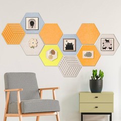 10 Pack 12 In Hexagon Felt Bulletin Cork Board Tiles Removable Adhesive Pushpins