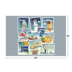 Florida Miami Daytona West Palm Beach Travel Stamps Art Print Poster 18×12