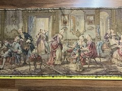 Vtg French Pictorial Tapestry Beautiful Romantic Tapestry 55in X 19in