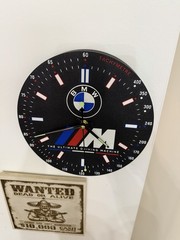 BMW M Round Analog Wall Clock Tachymeter Dial Black Non-Numeric Marks