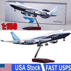 18.5 inch B747 Airplane Model Toys American United Airlines W/ LED Light Wheel