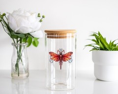 Orange Dragonfly UV DTF Transparent Sticker / Decal