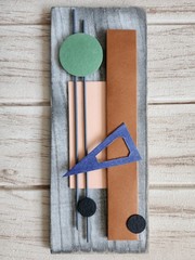 Mid Century Modern Geometric Wall Art Wood Abstract Sculpture Handmade MCM Decor
