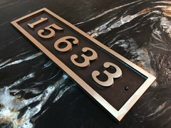 Five Number Horizontal Rectangular House Numbers: 19″ x 5 3/4″ Authentic Brass