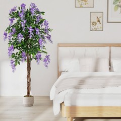 5.5 FT Tall Artificial Ficus Tree Faux Wisteria Plant in Nursery Pot Decoration