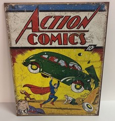 Superman Action Comics No. 1 Cover Tin Metal Sign MADE IN USA Comics Wall Art DC