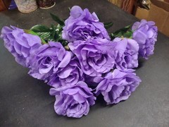 Big Mixed Pearl Rose Bush, Lavender, Pretty Purply Silk 5″ Large Roses 12 Stems