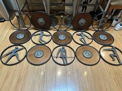 SET of 3 Industrial WELDED METAL ABSTRACT WALL DECOR PANELS XXL 65″ UTTERMOST