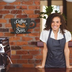 Jetec Coffee Bar Business Door Sign Wooden Wall Hanging Sign Rustic Farmhouse…