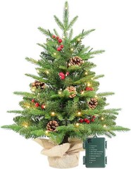 2ft Pre-lit Table Christmas Tree, Small Artificial Xmas Tree with 50 LED
