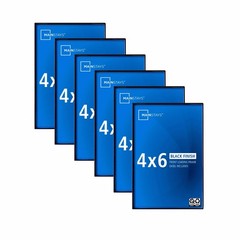 – 4×6 Picture Frame – Black Front Loading Wall or Tabletop Photo Frame, Set 6
