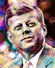 John F Kennedy Art Print, JFK Canvas, President painting, Historical Art