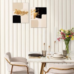 Abstract Black Beige and Gold Wall Art Set of 2 – Modern Black Gold Wall Deco…