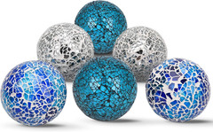 6Pcs Decorative Ball for Bowls, 8Cm/3.15Inch Mosaic Glass Centerpiece Decoration