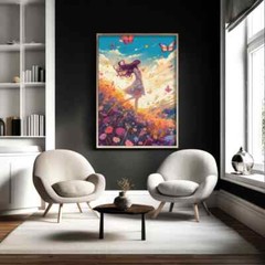 Purple Teen Girl Painting Wall Art Poster Premium Quality Choose your Size