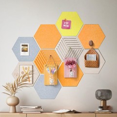 10 Pack 12 In Hexagon Felt Bulletin Cork Board Tiles Removable Adhesive Pushpins
