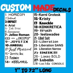 Custom Made Decal Vinyl Lettering Sticker ANY TEXT – ANY NAME – 20 Colors [6