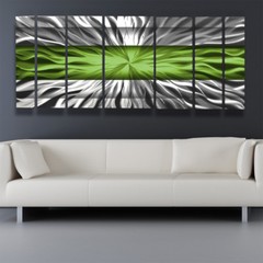 Green Modern Contemporary Metal Wall Sculpture Big Art Work Painting Home Decor