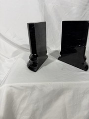 Pair Of Black Italian Marble Column Bookends 7″ H X 5.5″ W SOME MINOR CHIPs