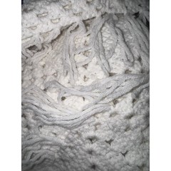 VTG Hand Crochet Granny Square Afghan Blanket 78×100 White Multi Fringe Cottage