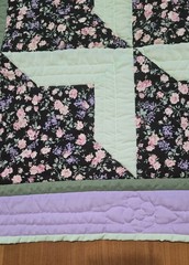 Vintage Handmade Floral Patchwork Quilt Square Lavender Cottagecore Wall Hanging