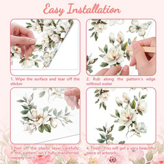 Rub on Transfer Sticker for Furniture Crafts Decor 6″X12″ White Magnolia Corner,