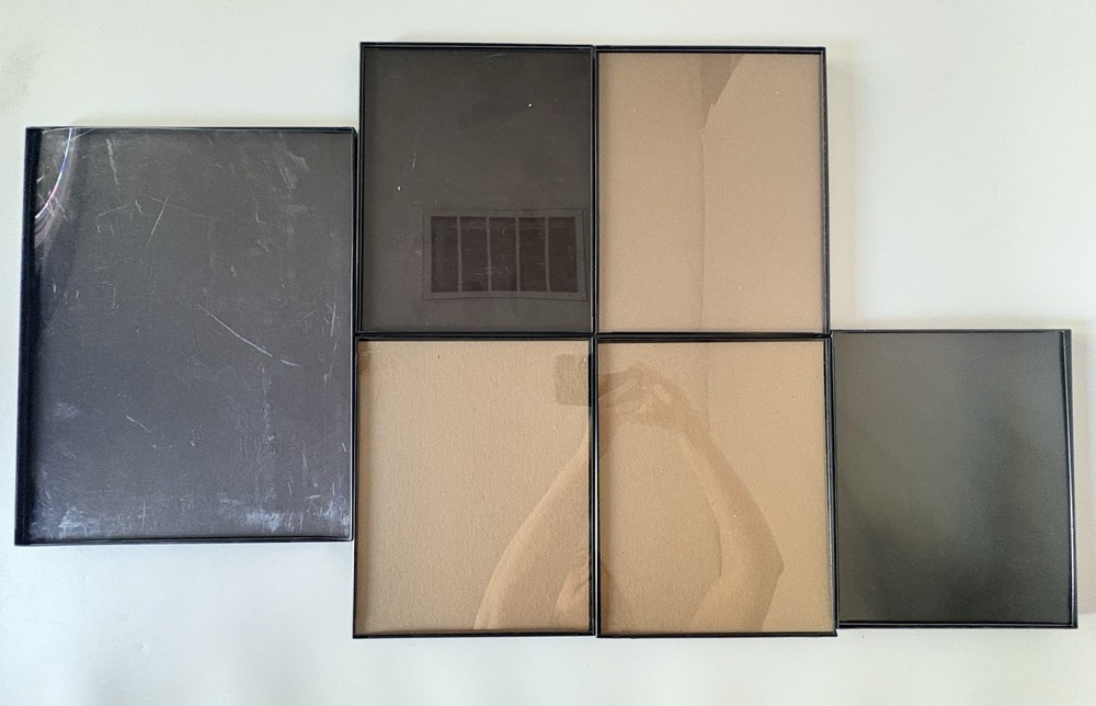 Lot of 6 Black Plastic solid smooth Frames 5- 8×10 1-11×14 Hanging Or Standing