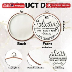 Round Canvas Frame Wall Art Decor-10″ No Soliciting White Hanging Prints-Don’t K