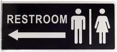 Double Sided Metal Restroom Sign, Aluminum Bathroom Sign for Home and Office, 12