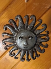 Metal Sun Garden Art Sun Face, Haiti Fair Trade, 8″
