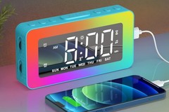 RGB Night Light Alarm Clock for , Teenagers, Adults, Mirrored Clock with Dual…