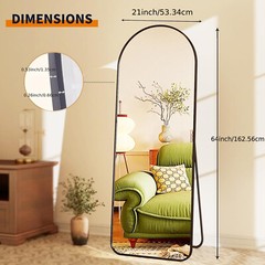 Full Length Floor Mount Mirror. Aluminum Alloy Frame Arch HD For Bedroom