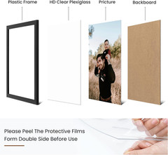 6X8 Picture Frame Set of 2,Display Pictures 6″X8″,Black Photo Frame with Shat…